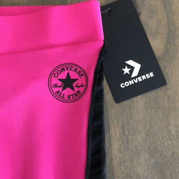Sz 4  Pink & Black Converse Leggings - Picture 3 of 5